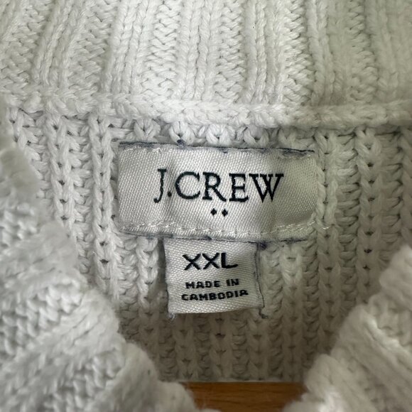 J. Crew Striped Button Mockneck Cotton Pullover Sweater White Blue XXL - Picture 6 of 10